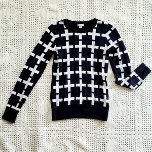 Merona Cross Print Pullover Sweater in Black/White